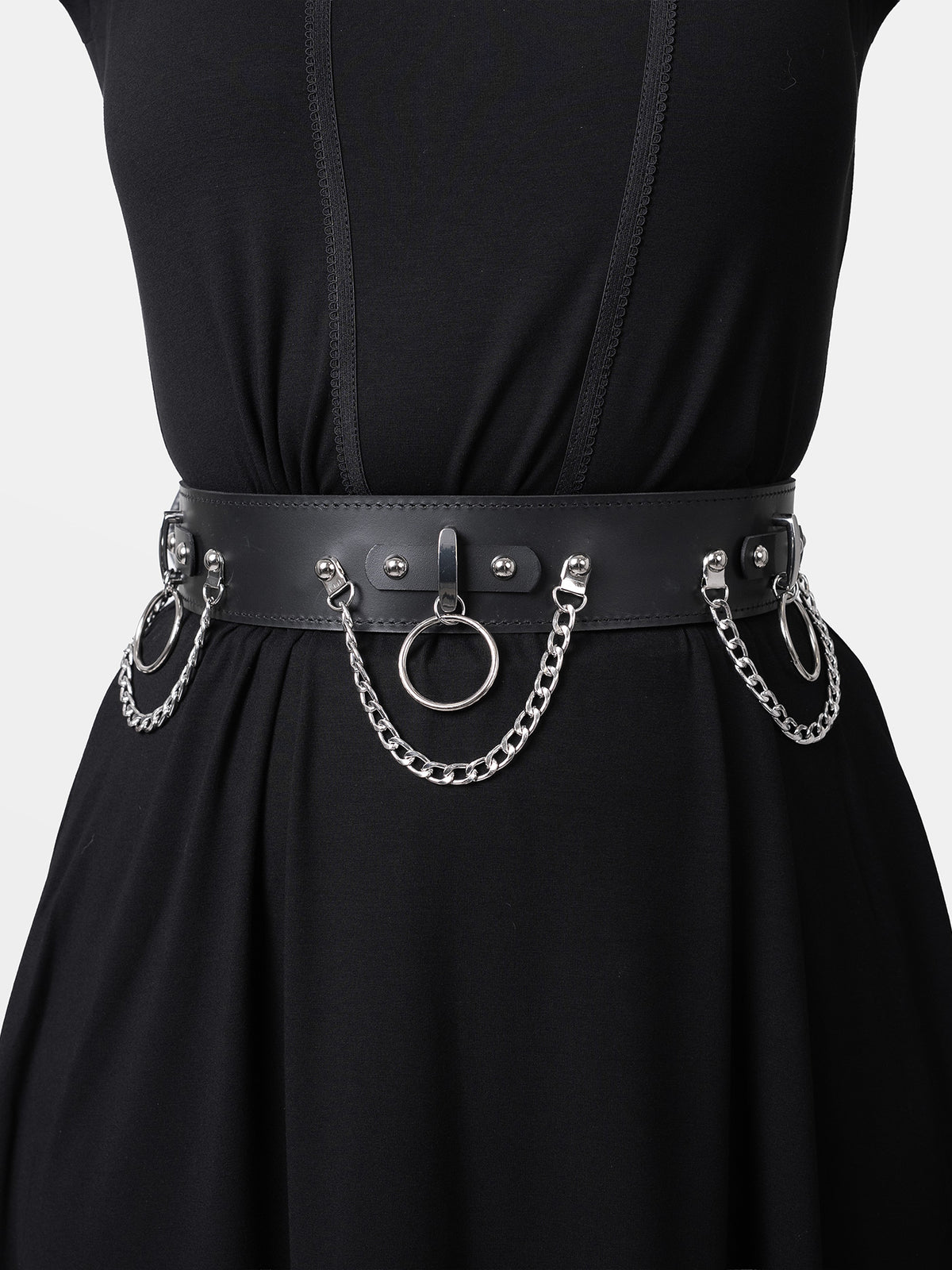 Nightbound Leather Belt With Chains