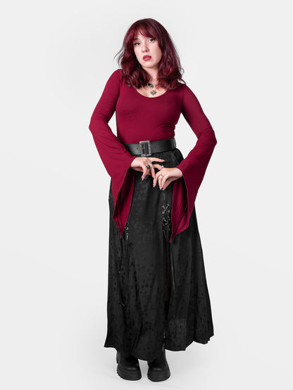 Burgundy Wisteria Bell Sleeve Top