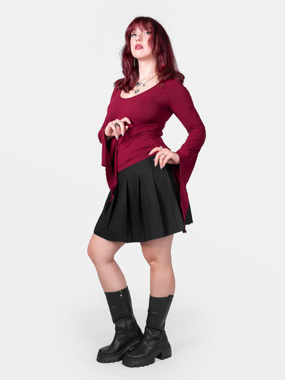 Burgundy Wisteria Bell Sleeve Top