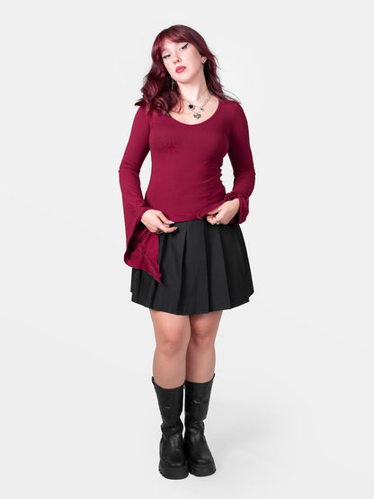 Burgundy Wisteria Bell Sleeve Top