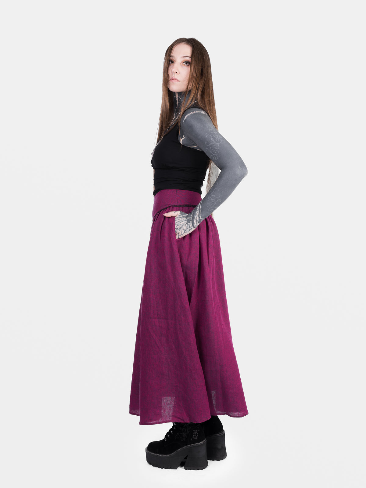Lniana spódnica maxi Berry Aurelia
