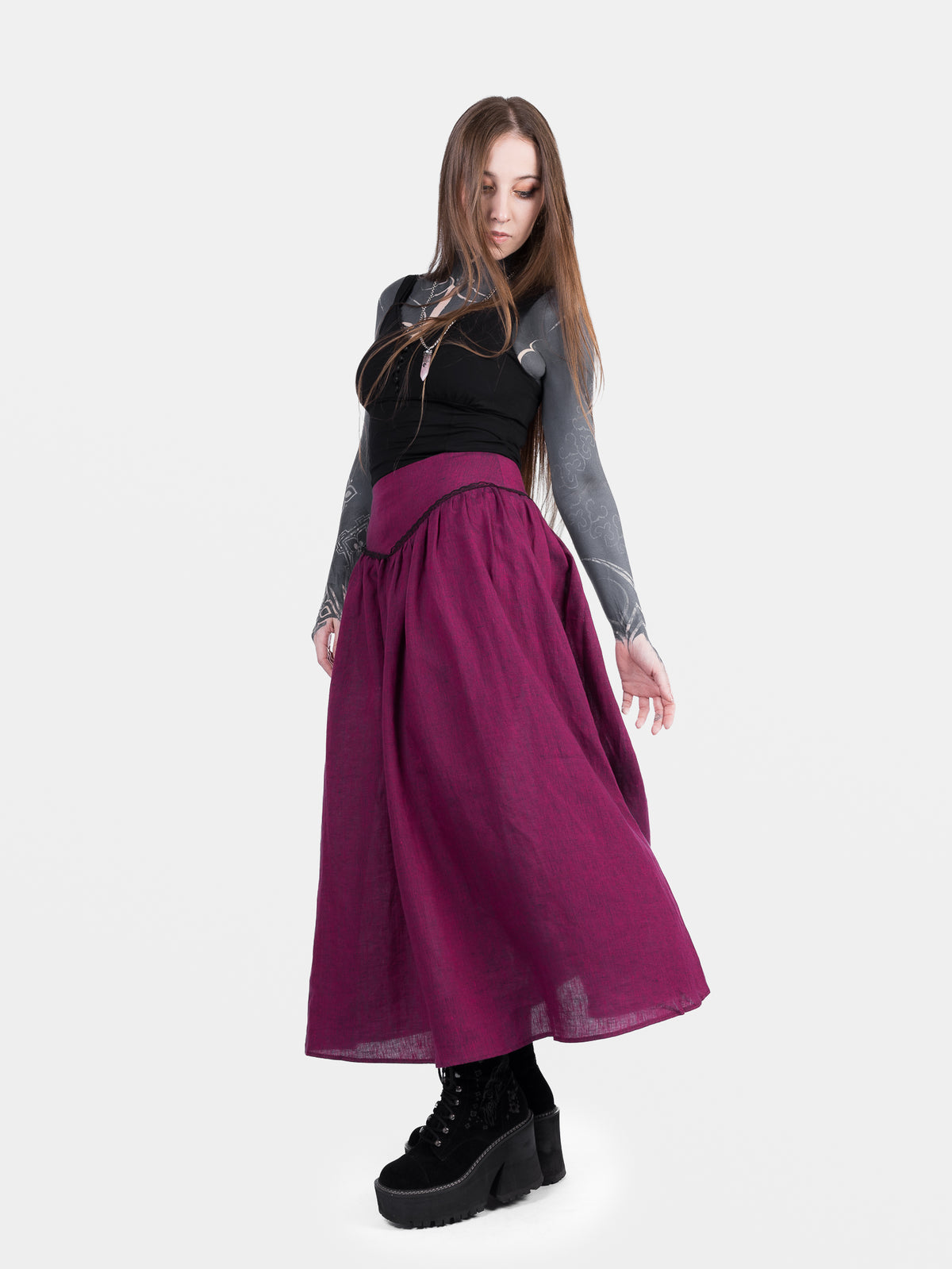 Lniana spódnica maxi Berry Aurelia