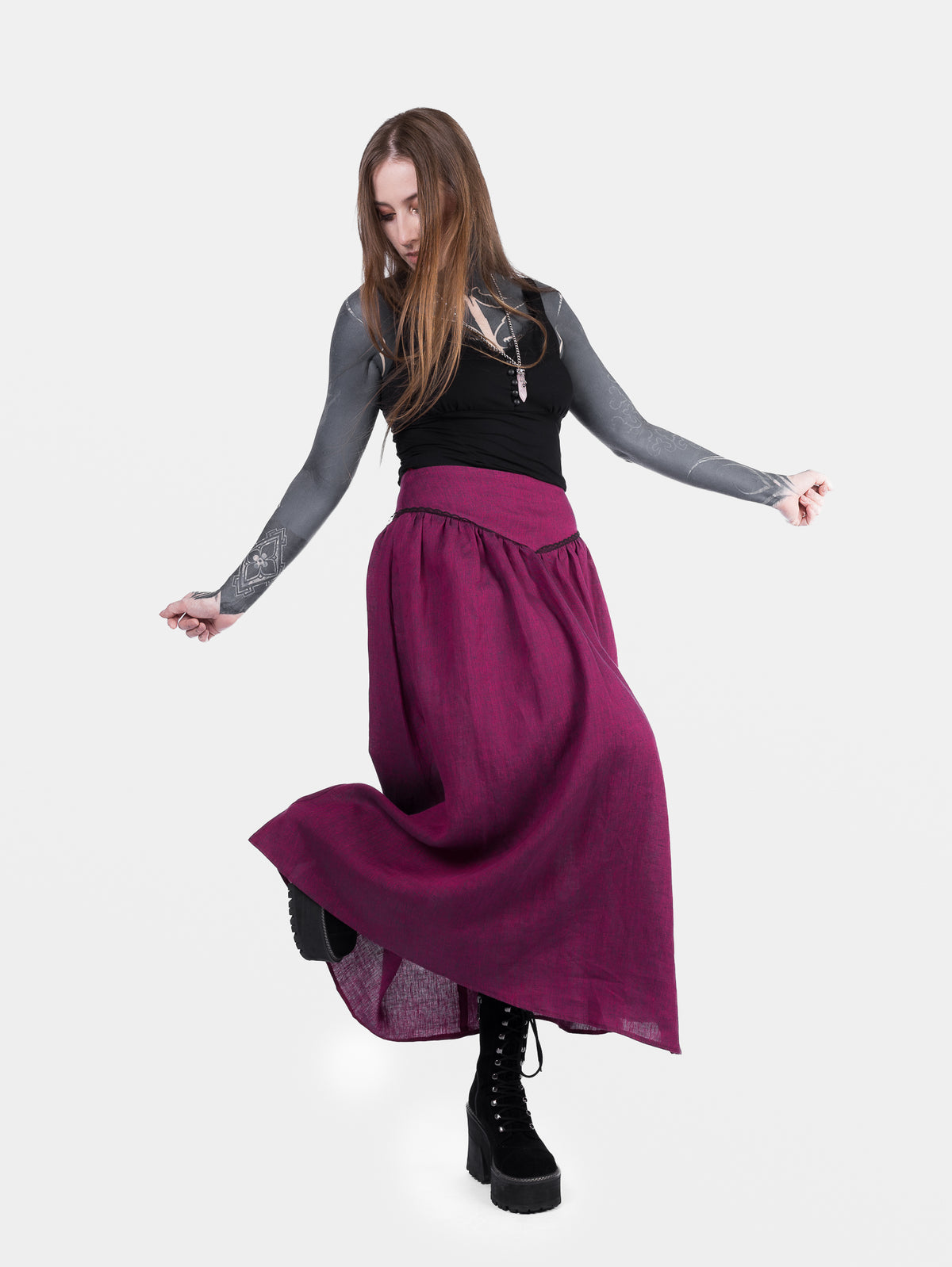 Lniana spódnica maxi Berry Aurelia