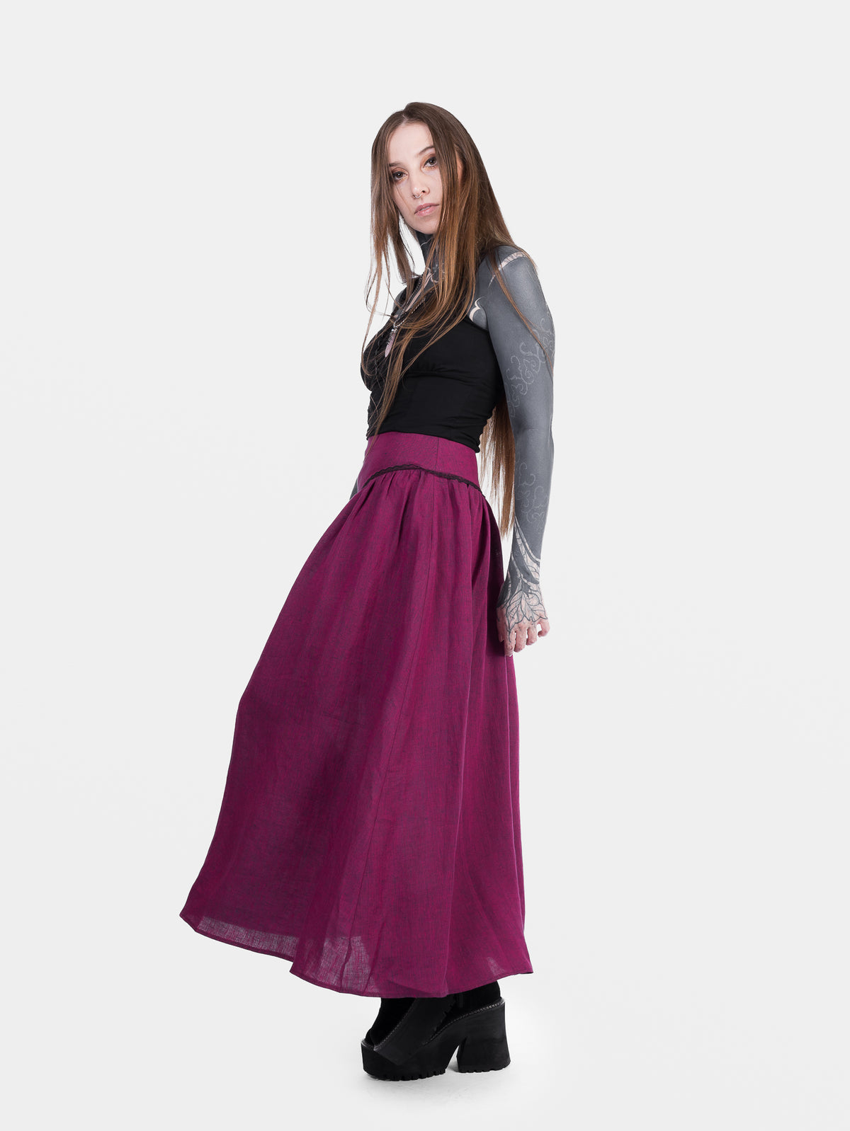 Lniana spódnica maxi Berry Aurelia