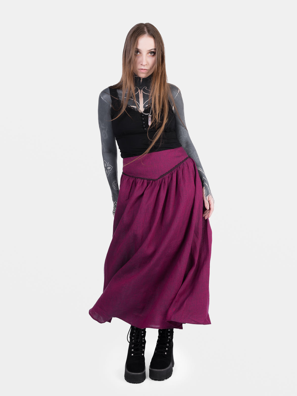 Lniana spódnica maxi Berry Aurelia