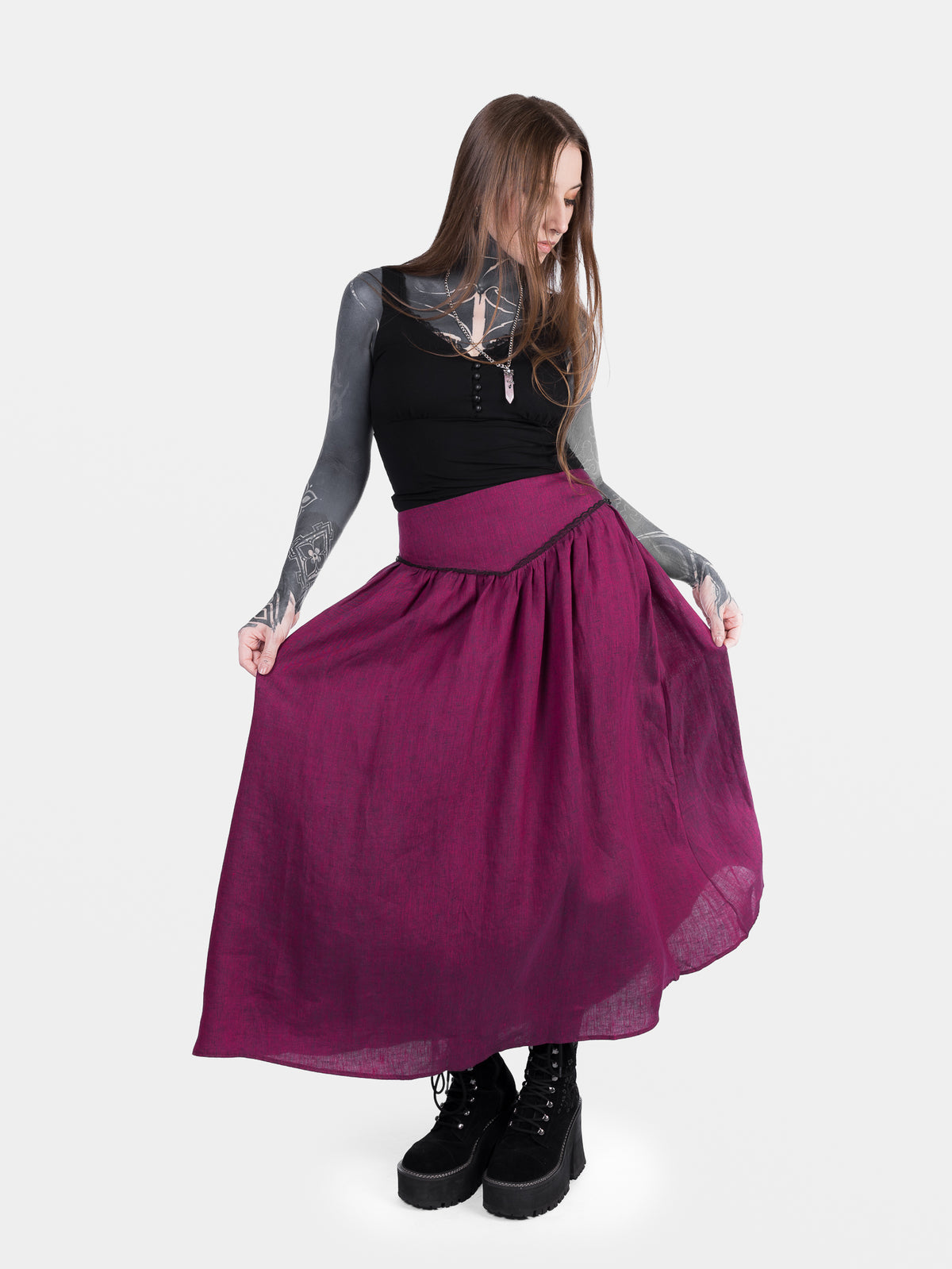 Lniana spódnica maxi Berry Aurelia