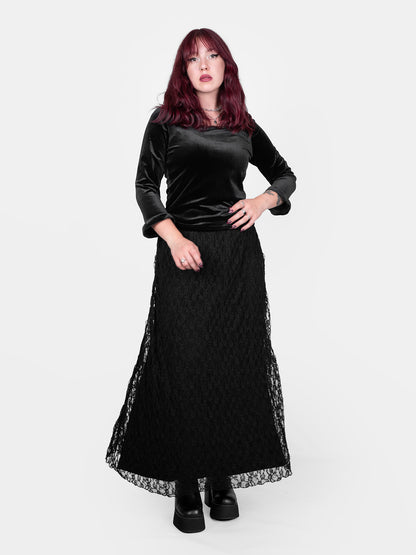 Welurowa bluzka z koronką Morticia
