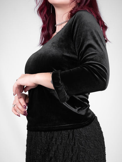 Welurowa bluzka z koronką Morticia