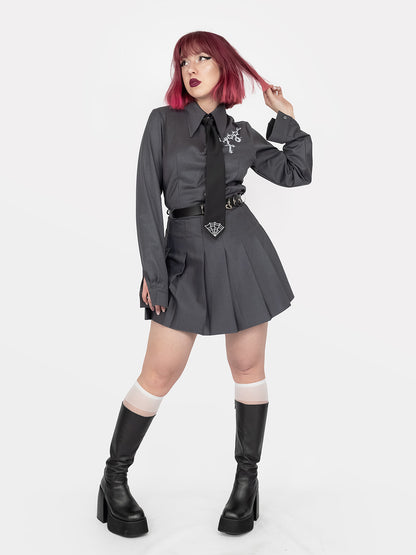 Szara tennis skirt ze szlufkami