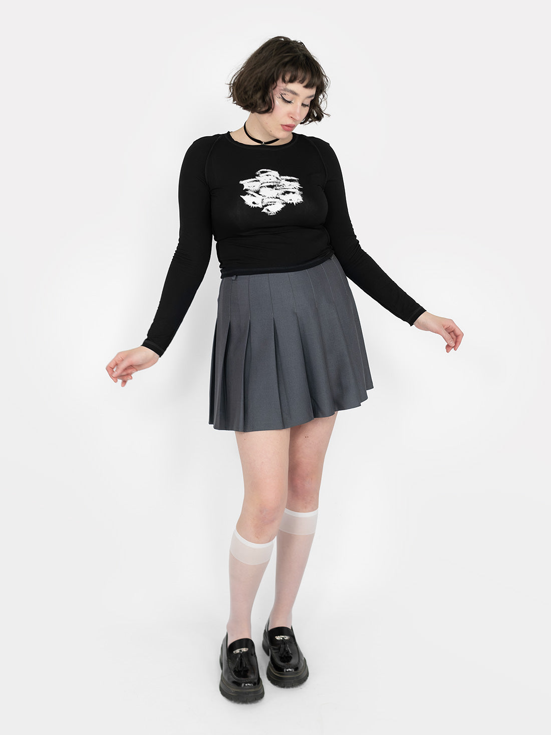 Szara tennis skirt ze szlufkami