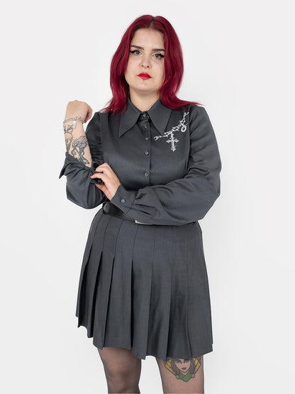 Szara tennis skirt ze szlufkami