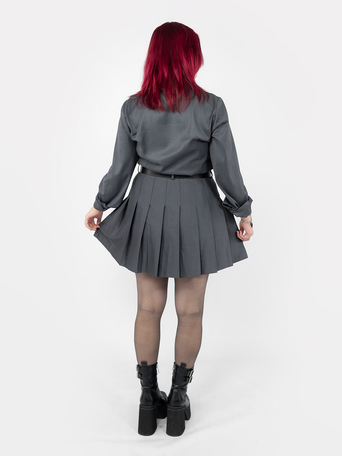 Szara tennis skirt ze szlufkami