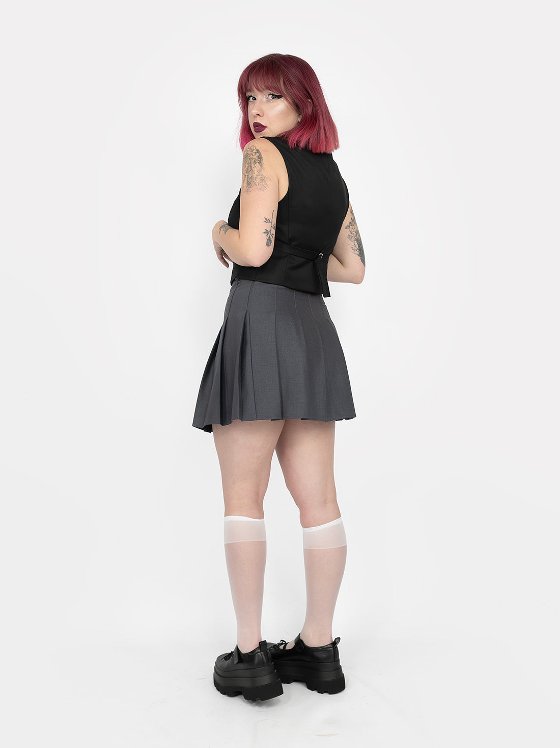 Szara tennis skirt ze szlufkami