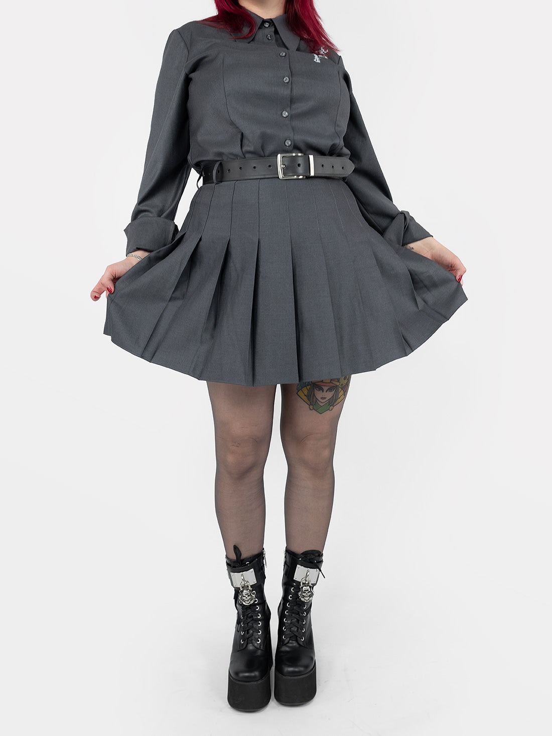 Szara tennis skirt ze szlufkami