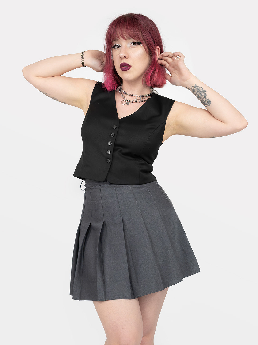 Szara tennis skirt ze szlufkami