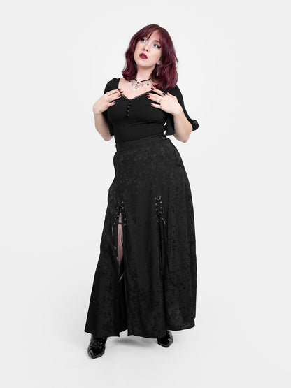 Żakardowa spódnica maxi z wycięciami Eerie