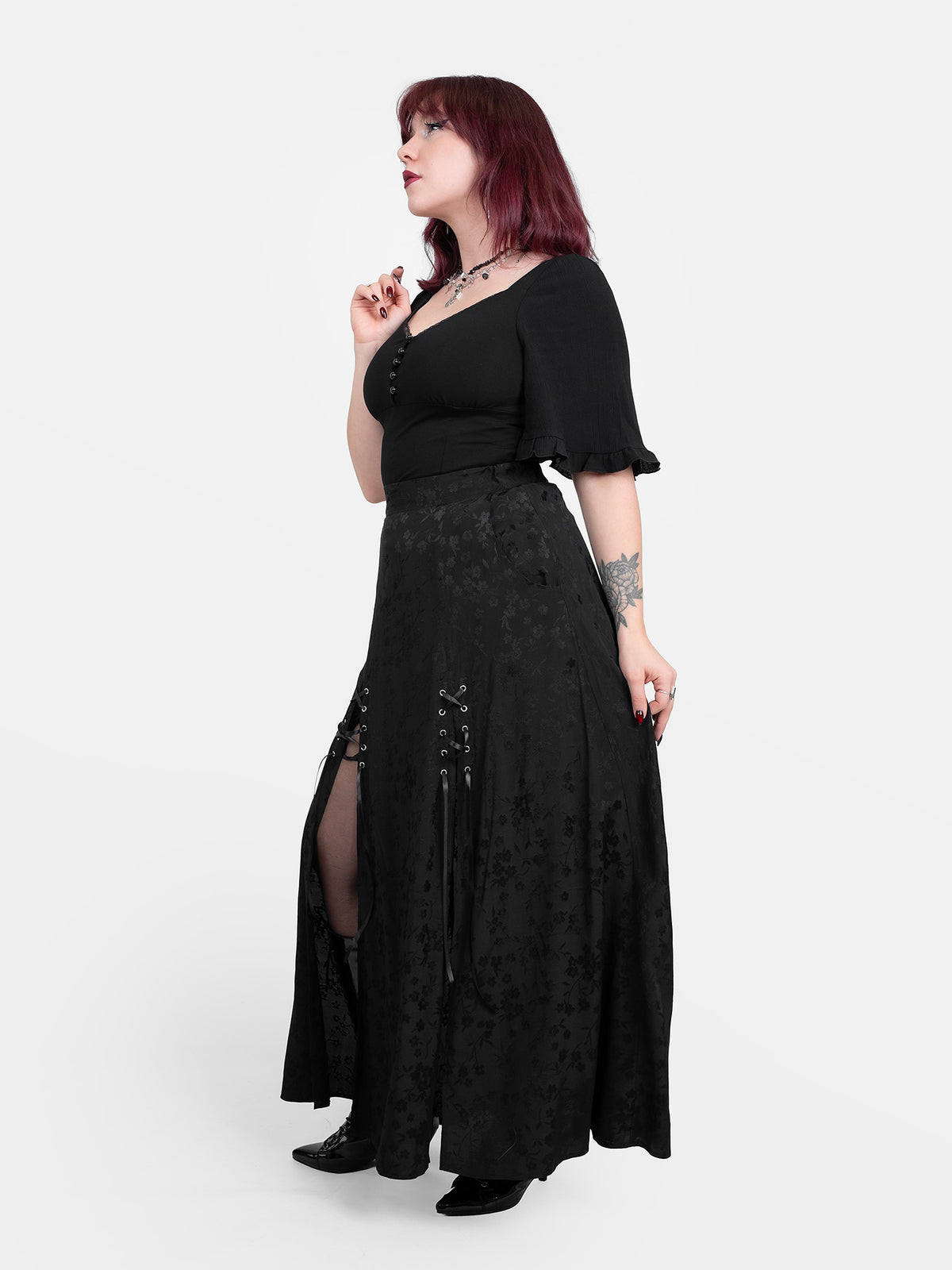 Żakardowa spódnica maxi z wycięciami Eerie