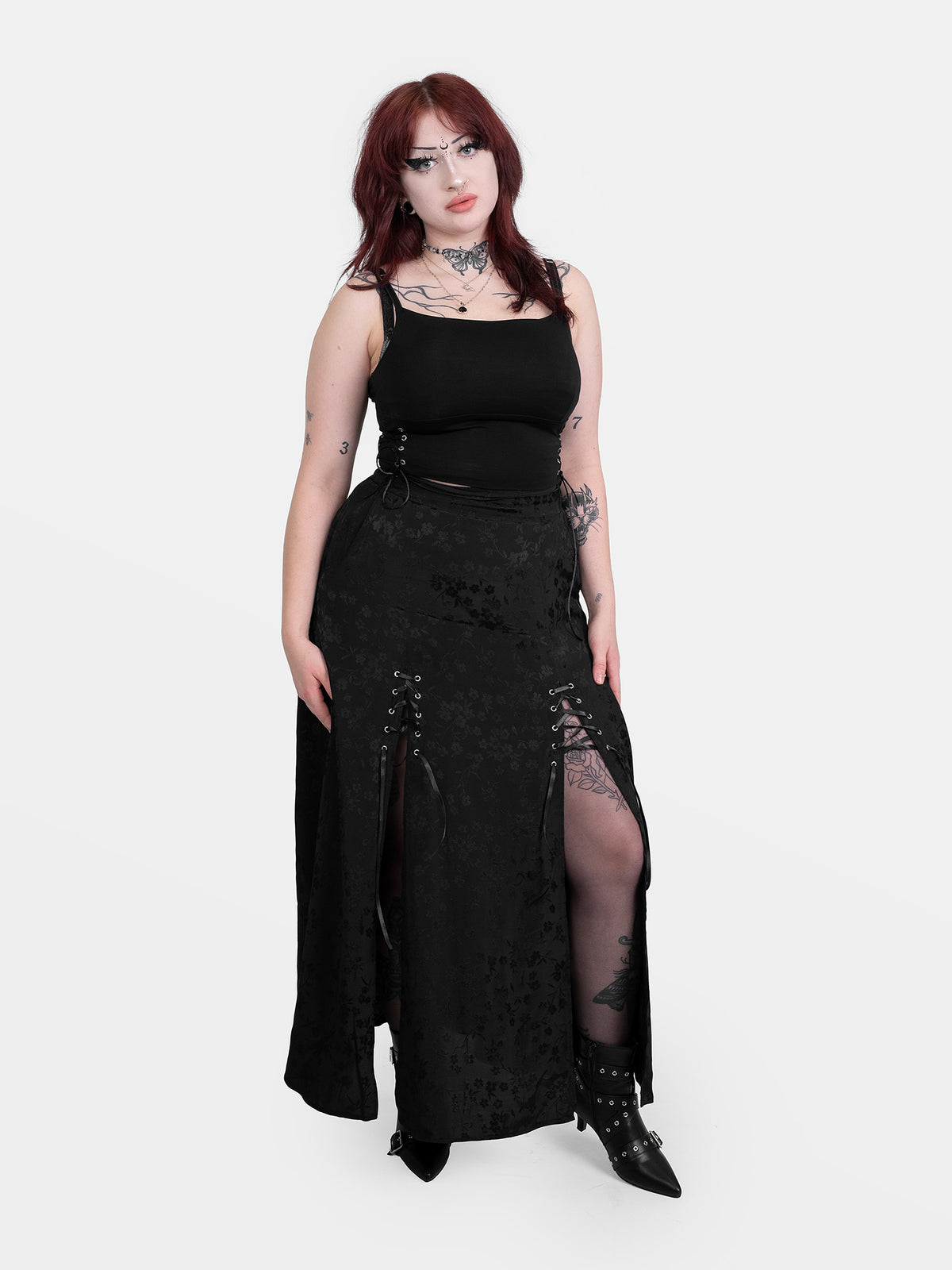 Żakardowa spódnica maxi z wycięciami Eerie