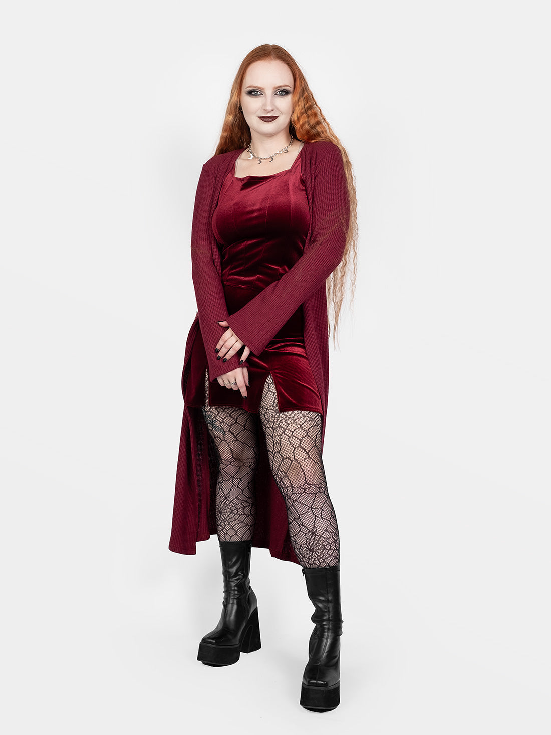 Rhiannon Burgundy Long Cardigan