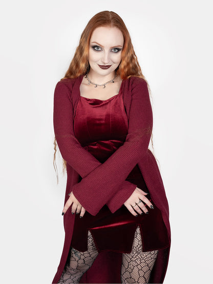 Rhiannon Burgundy Long Cardigan