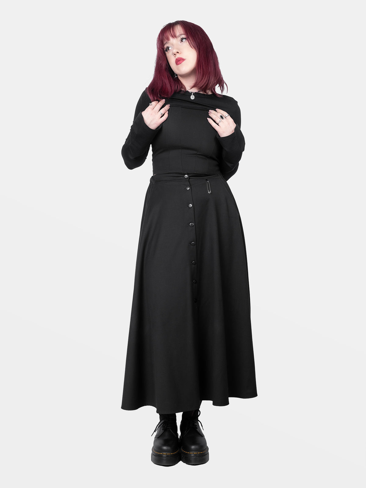 Beatrice Button Maxi Skirt