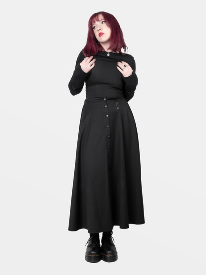 Beatrice Button Maxi Skirt