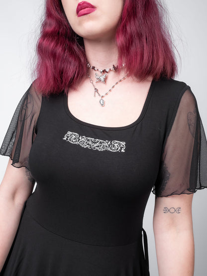 Ornament Tulle Sleeve Dress