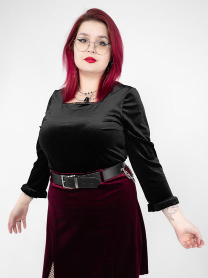 Welurowa bluzka z koronką Morticia