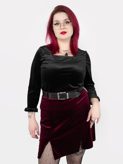 Welurowa bluzka z koronką Morticia