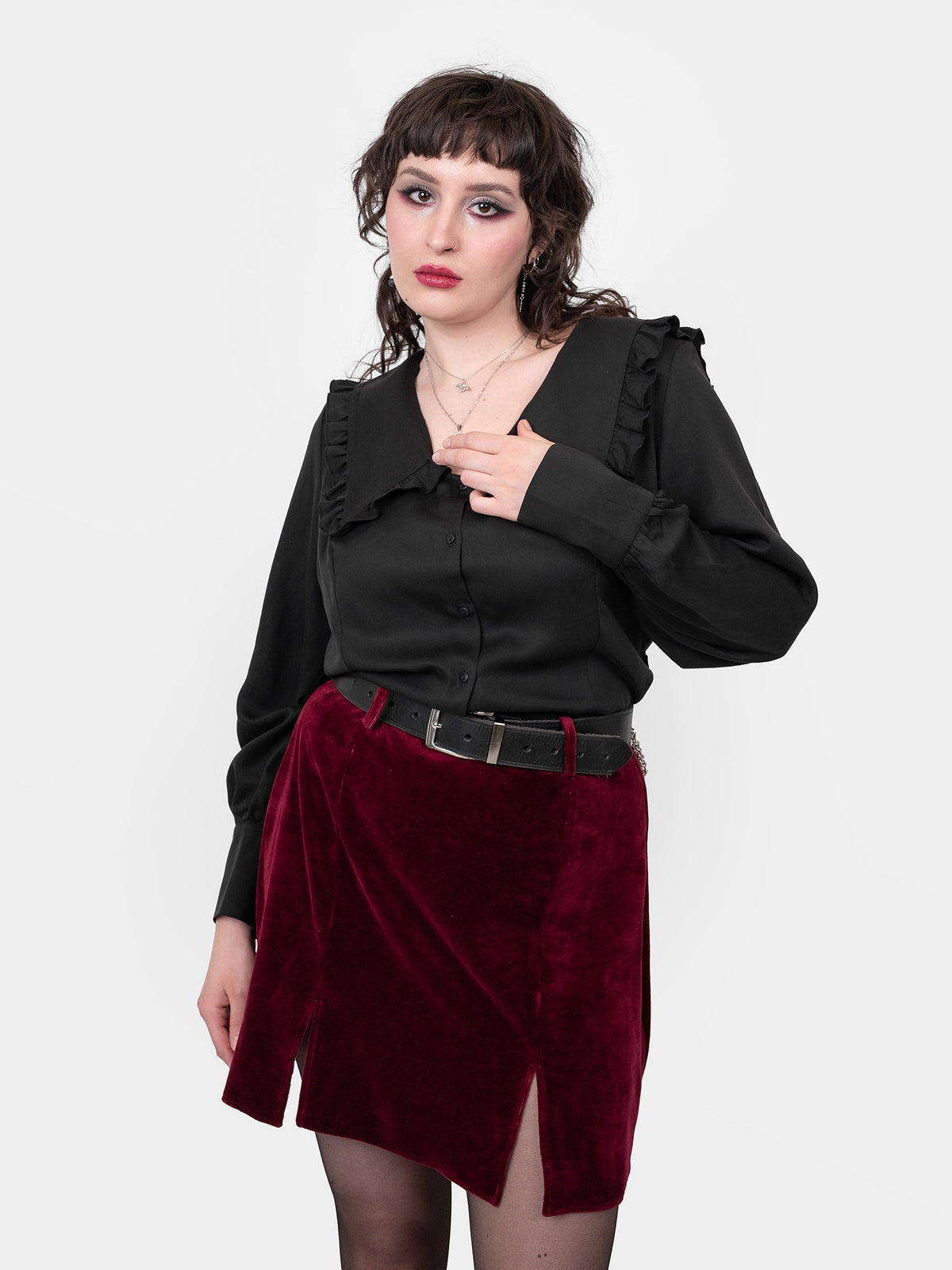 Agony Velvet Mini Skirt with Cutouts