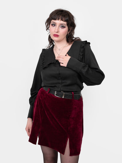 Agony Velvet Mini Skirt with Cutouts