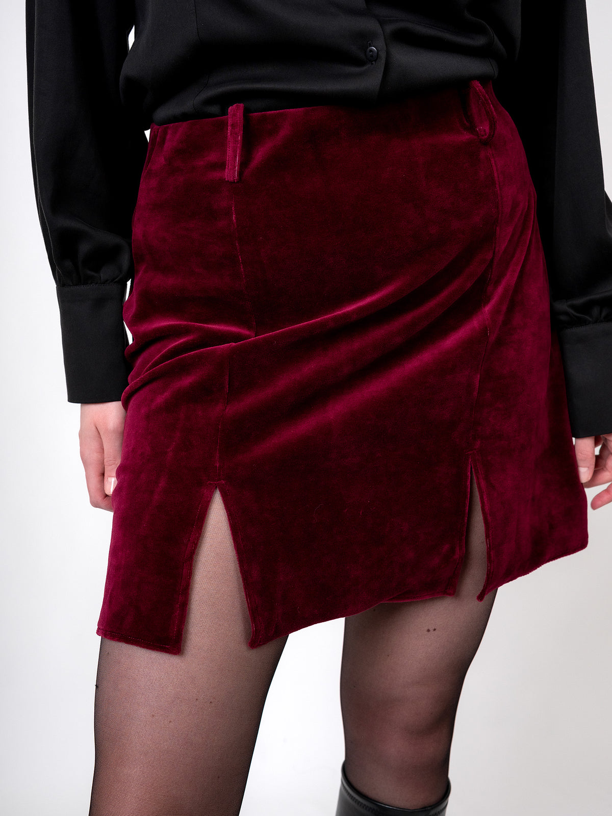 Agony Velvet Mini Skirt with Cutouts