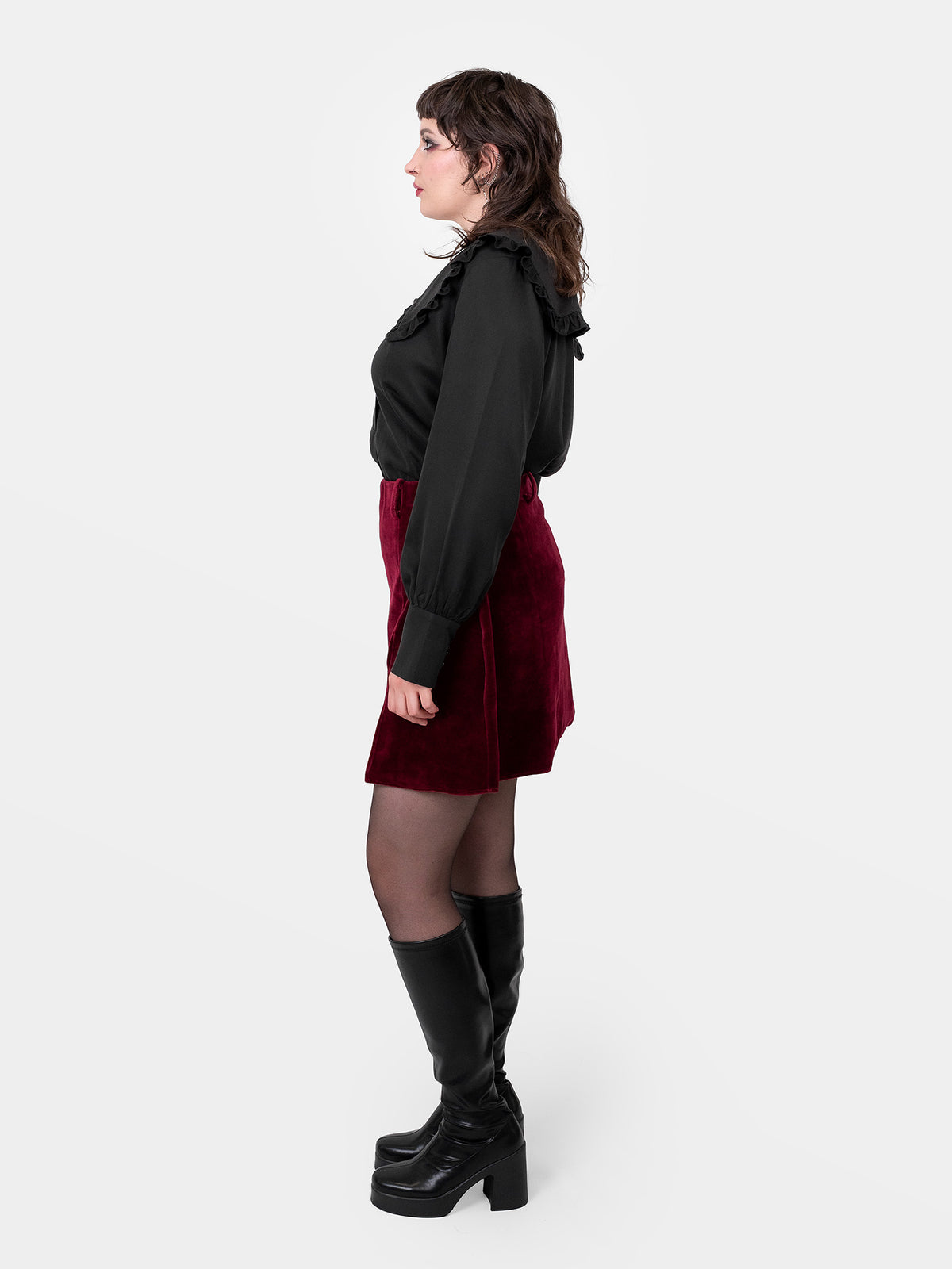 Agony Velvet Mini Skirt with Cutouts