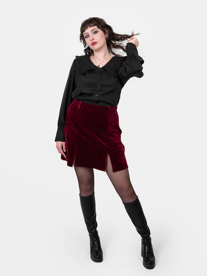 Agony Velvet Mini Skirt with Cutouts