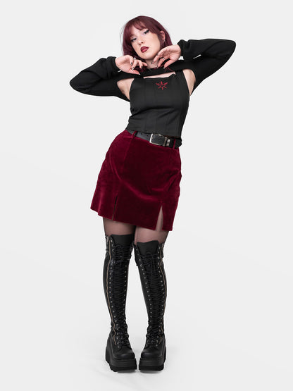 Agony Velvet Mini Skirt with Cutouts