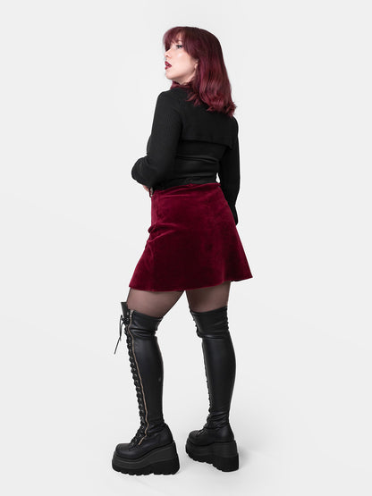 Agony Velvet Mini Skirt with Cutouts