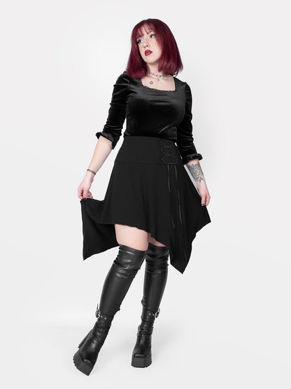 Welurowa bluzka z koronką Morticia