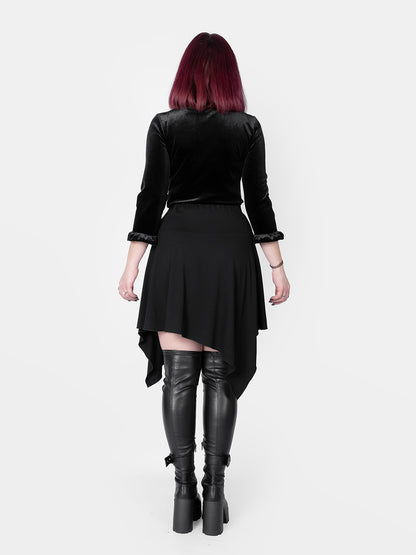 Welurowa bluzka z koronką Morticia